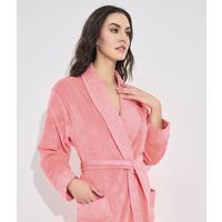 Gül Kurusu Yaka Jakarlı  Pamuklu İnce Sabahlık Bayan