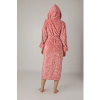 Koyu Gülkurusu Eteği Jakarlı Bambu Pamuklu  Bayan Bornozu