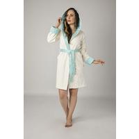 Turkuaz Yaka Poplin Bambo Bayan Bornozu