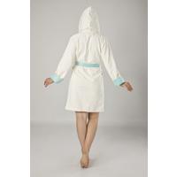 Turkuaz Yaka Poplin Bambo Bayan Bornozu